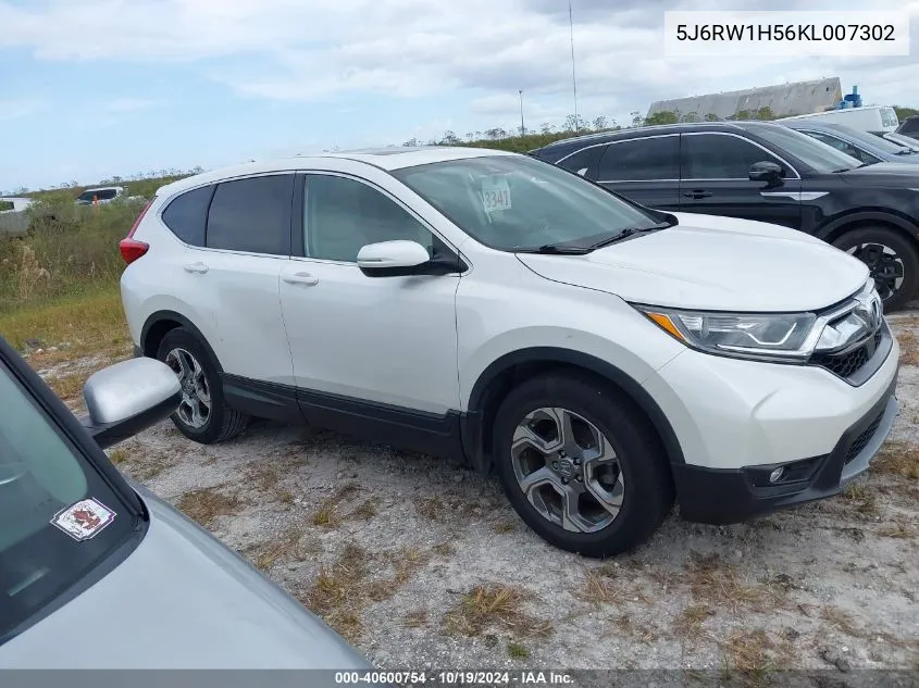 2019 Honda Cr-V Ex VIN: 5J6RW1H56KL007302 Lot: 40600754