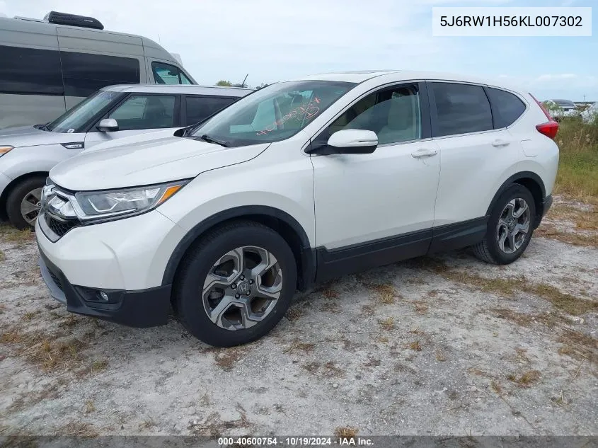 2019 Honda Cr-V Ex VIN: 5J6RW1H56KL007302 Lot: 40600754