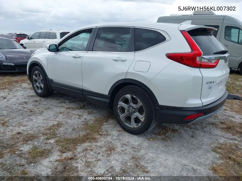 2019 Honda Cr-V Ex VIN: 5J6RW1H56KL007302 Lot: 40600754