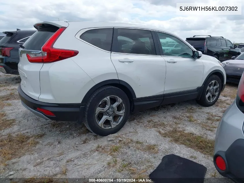 2019 Honda Cr-V Ex VIN: 5J6RW1H56KL007302 Lot: 40600754