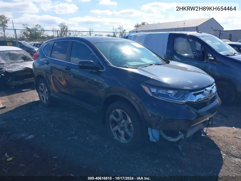 2019 Honda Cr-V Ex-L VIN: 2HKRW2H89KH654464 Lot: 40616915