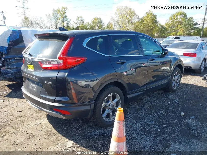 2019 Honda Cr-V Ex-L VIN: 2HKRW2H89KH654464 Lot: 40616915