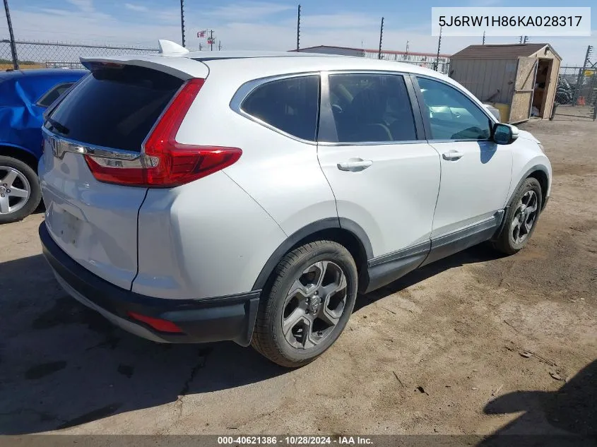 2019 Honda Cr-V Ex-L VIN: 5J6RW1H86KA028317 Lot: 40621386