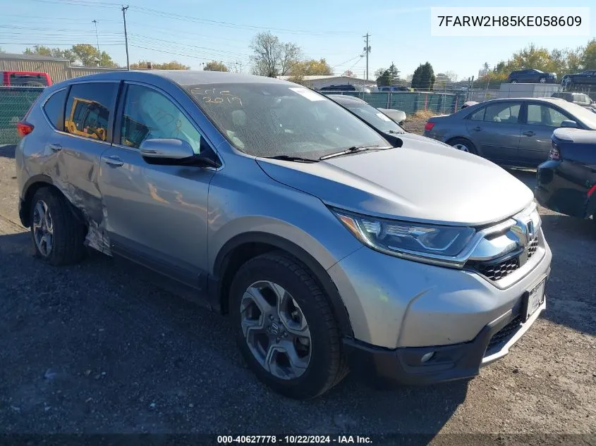 2019 Honda Cr-V Ex-L VIN: 7FARW2H85KE058609 Lot: 40627778