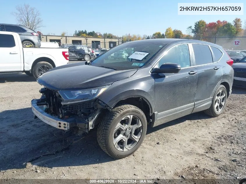 2019 Honda Cr-V Ex VIN: 2HKRW2H57KH657059 Lot: 40629928