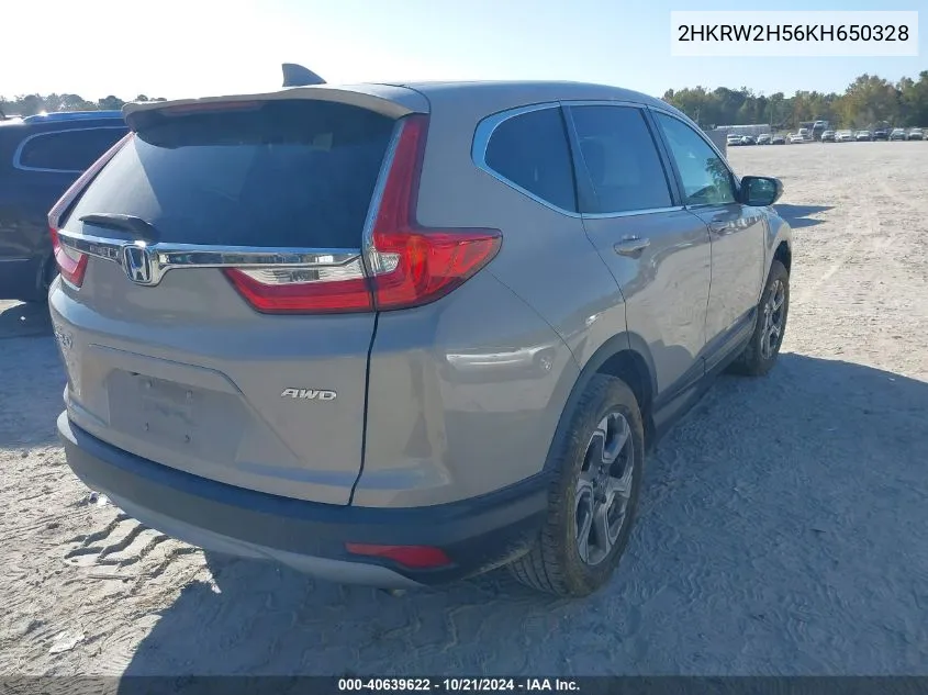 2019 Honda Cr-V Ex VIN: 2HKRW2H56KH650328 Lot: 40639622