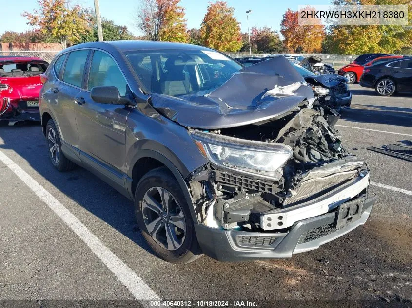 2019 Honda Cr-V Lx VIN: 2HKRW6H3XKH218380 Lot: 40640312