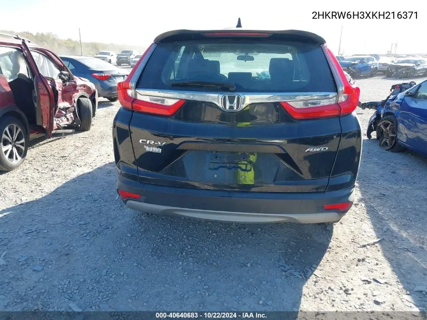 2019 Honda Cr-V Lx VIN: 2HKRW6H3XKH216371 Lot: 40640683