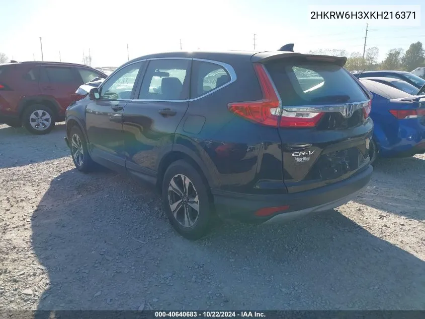 2019 Honda Cr-V Lx VIN: 2HKRW6H3XKH216371 Lot: 40640683