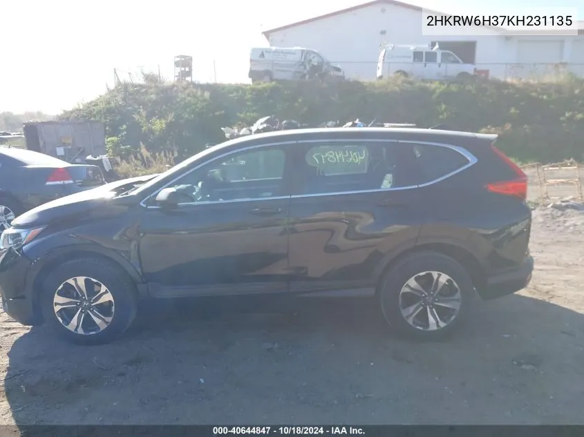 2019 Honda Cr-V Lx VIN: 2HKRW6H37KH231135 Lot: 40644847