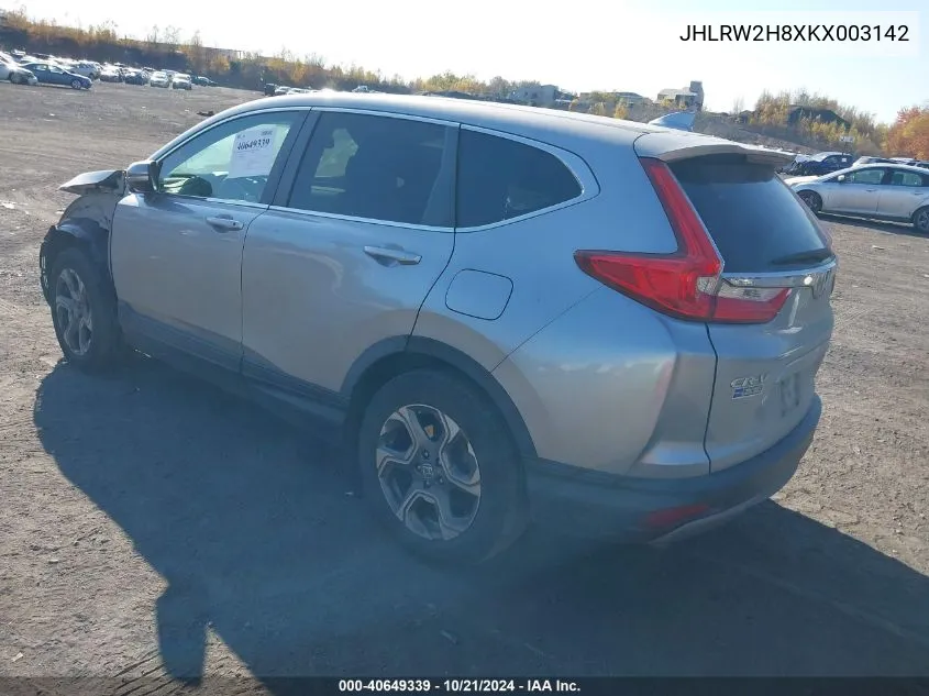 2019 Honda Cr-V Exl VIN: JHLRW2H8XKX003142 Lot: 40649339