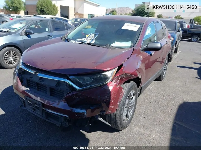 2019 Honda Cr-V Lx VIN: 2HKRW5H36KH415458 Lot: 40654705