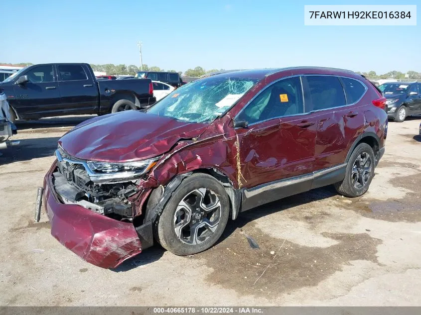 2019 Honda Cr-V Touring VIN: 7FARW1H92KE016384 Lot: 40665178