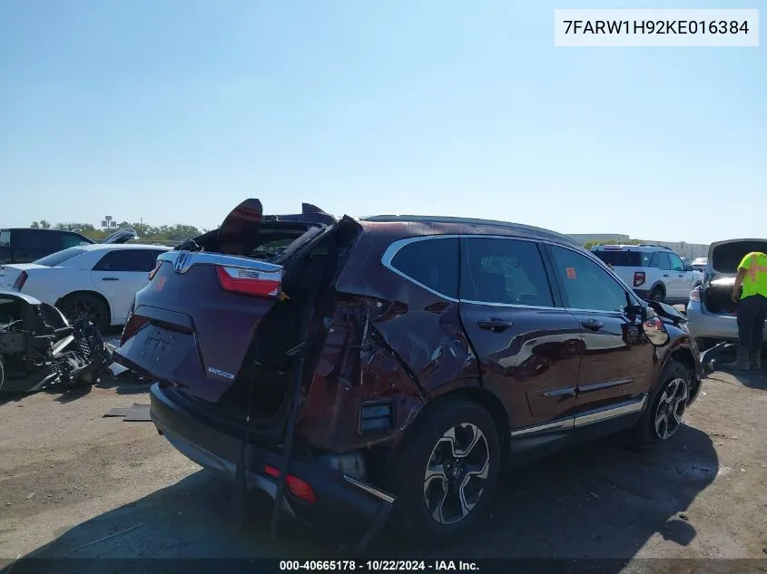 2019 Honda Cr-V Touring VIN: 7FARW1H92KE016384 Lot: 40665178