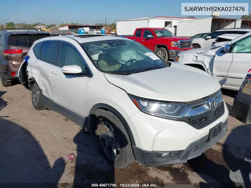 2019 Honda Cr-V Ex VIN: 5J6RW1H52KA027476 Lot: 40671790