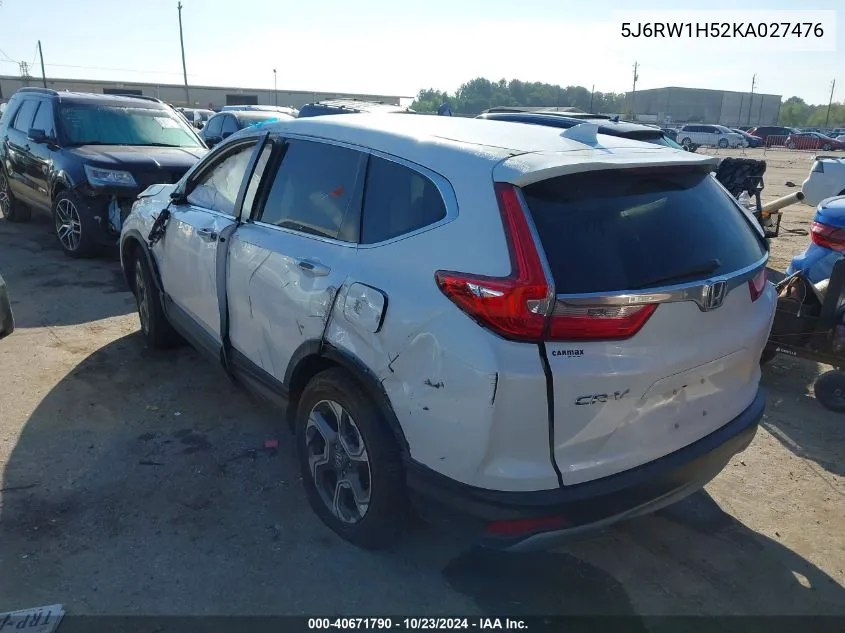 2019 Honda Cr-V Ex VIN: 5J6RW1H52KA027476 Lot: 40671790