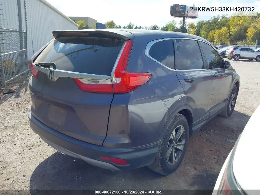 2019 Honda Cr-V Lx VIN: 2HKRW5H33KH420732 Lot: 40672150