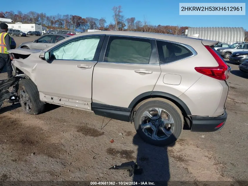 2019 Honda Cr-V Ex VIN: 2HKRW2H53KH612961 Lot: 40681362