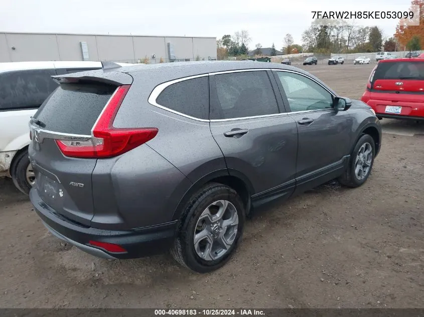 2019 Honda Cr-V Ex-L VIN: 7FARW2H85KE053099 Lot: 40698183