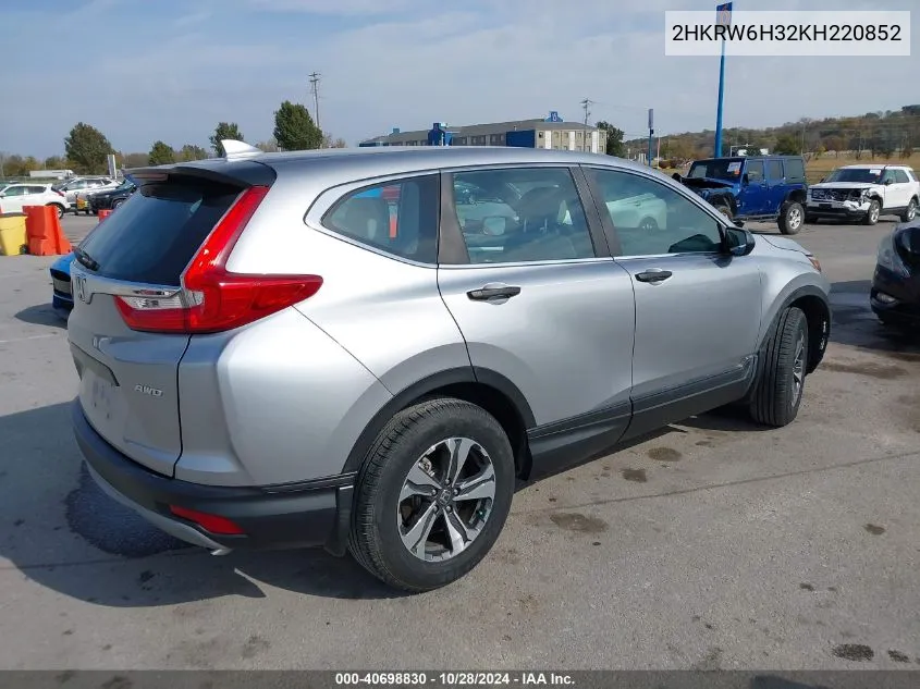 2HKRW6H32KH220852 2019 Honda Cr-V Lx