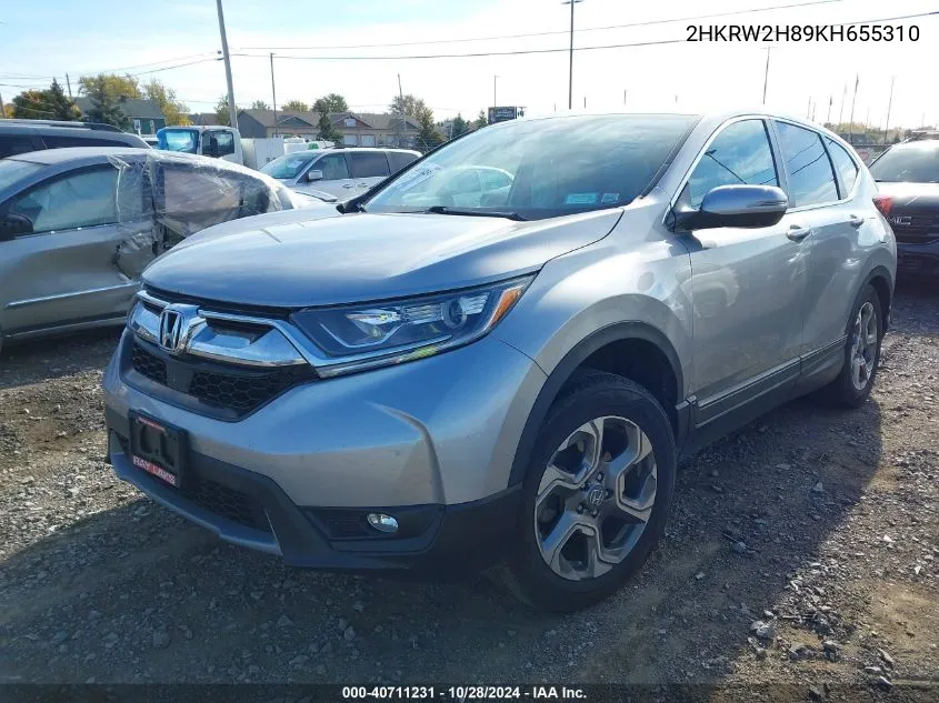 2019 Honda Cr-V Ex-L VIN: 2HKRW2H89KH655310 Lot: 40711231