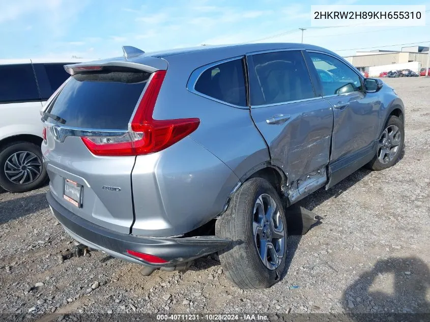 2019 Honda Cr-V Ex-L VIN: 2HKRW2H89KH655310 Lot: 40711231