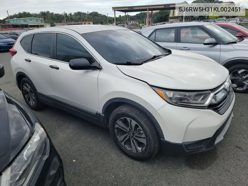 5J6RW5H31KL002451 2019 Honda Cr-V Lx