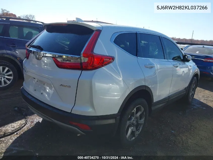 2019 Honda Cr-V Ex-L VIN: 5J6RW2H82KL037266 Lot: 40734270