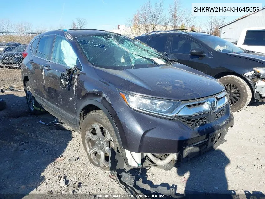 2019 Honda Cr-V Ex VIN: 2HKRW2H54KH645659 Lot: 40734415