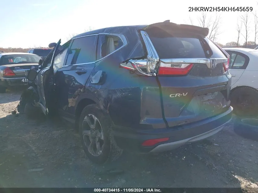 2019 Honda Cr-V Ex VIN: 2HKRW2H54KH645659 Lot: 40734415