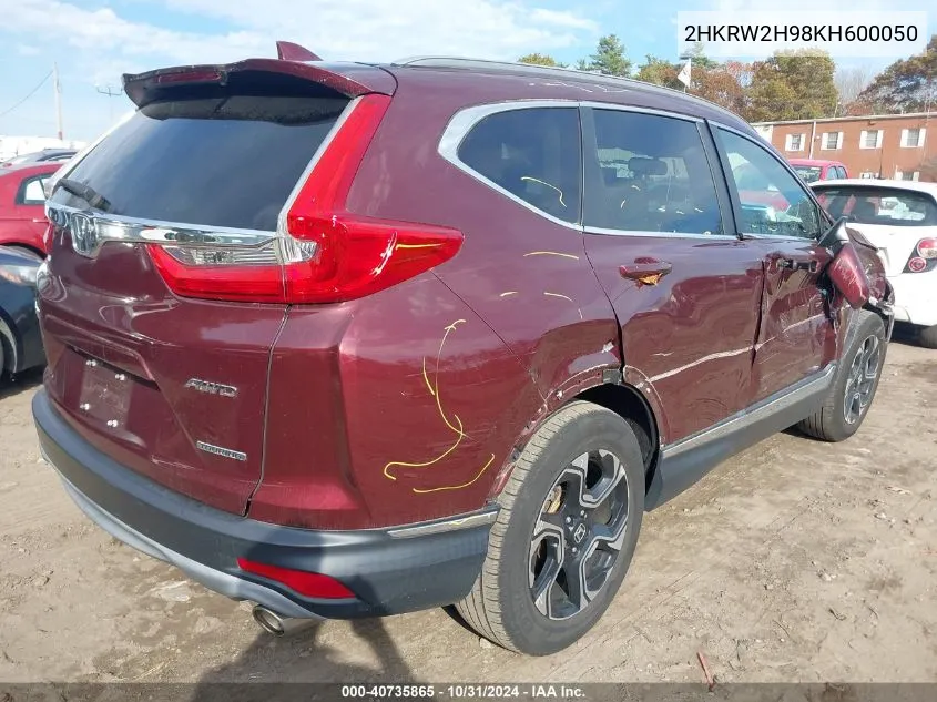 2019 Honda Cr-V Touring VIN: 2HKRW2H98KH600050 Lot: 40735865