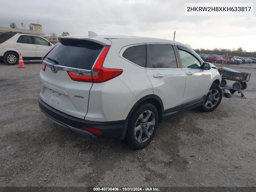 2019 Honda Cr-V Ex-L VIN: 2HKRW2H8XKH633817 Lot: 40738406