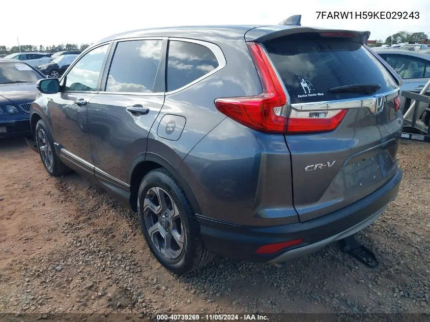 2019 Honda Cr-V Ex VIN: 7FARW1H59KE029243 Lot: 40739269