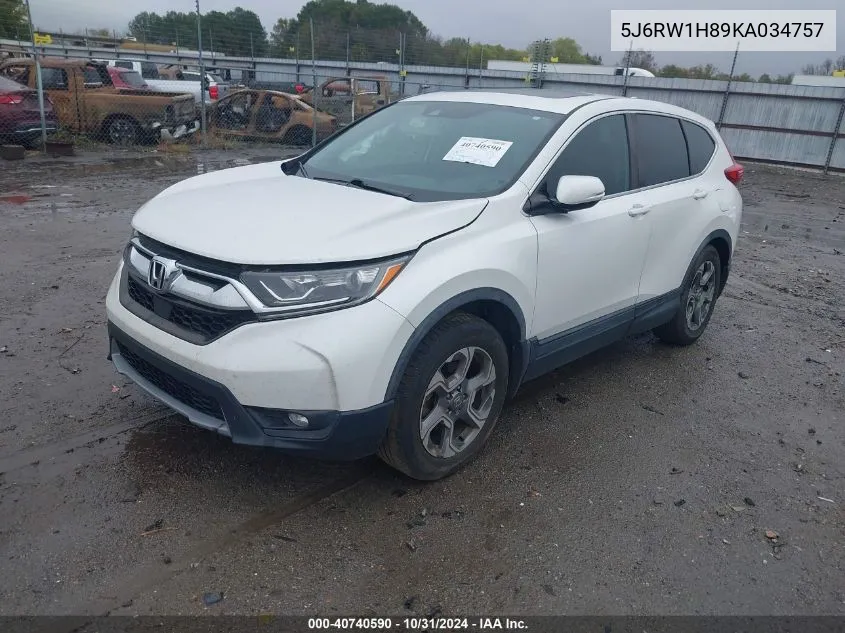 2019 Honda Cr-V Ex-L VIN: 5J6RW1H89KA034757 Lot: 40740590