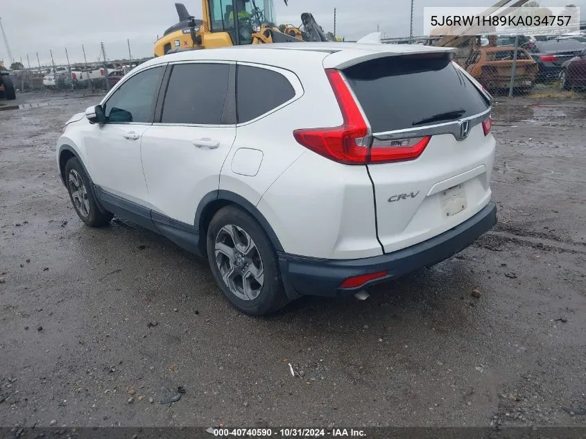 2019 Honda Cr-V Ex-L VIN: 5J6RW1H89KA034757 Lot: 40740590