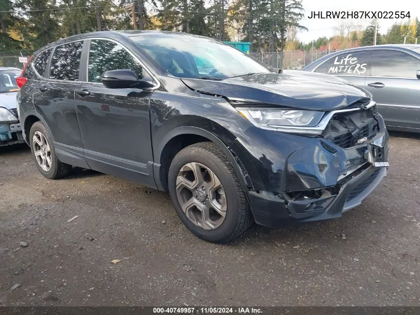 2019 Honda Cr-V Ex-L VIN: JHLRW2H87KX022554 Lot: 40749957