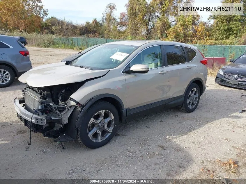 2019 Honda Cr-V Ex-L VIN: 2HKRW2H87KH621110 Lot: 40759070