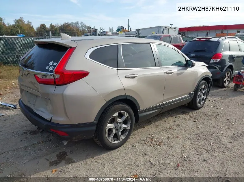 2019 Honda Cr-V Ex-L VIN: 2HKRW2H87KH621110 Lot: 40759070