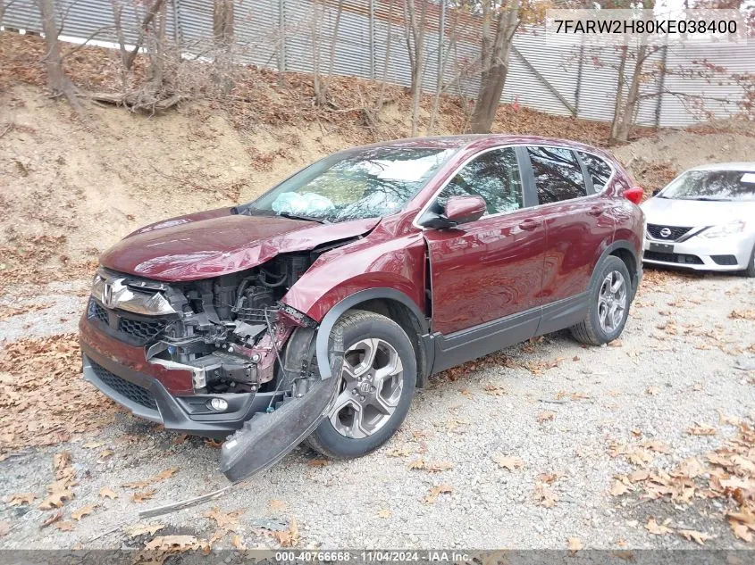 2019 Honda Cr-V Ex-L VIN: 7FARW2H80KE038400 Lot: 40766668