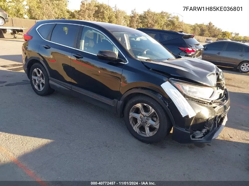 2019 Honda Cr-V Ex-L VIN: 7FARW1H85KE036801 Lot: 40772457