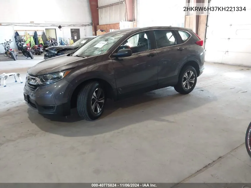 2019 Honda Cr-V Lx VIN: 2HKRW6H37KH221334 Lot: 40775824