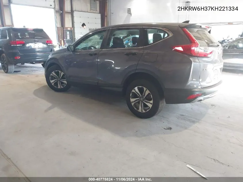 2019 Honda Cr-V Lx VIN: 2HKRW6H37KH221334 Lot: 40775824