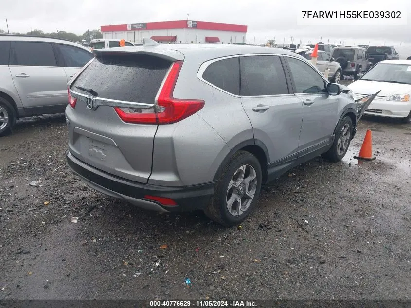 2019 Honda Cr-V Ex VIN: 7FARW1H55KE039302 Lot: 40776629