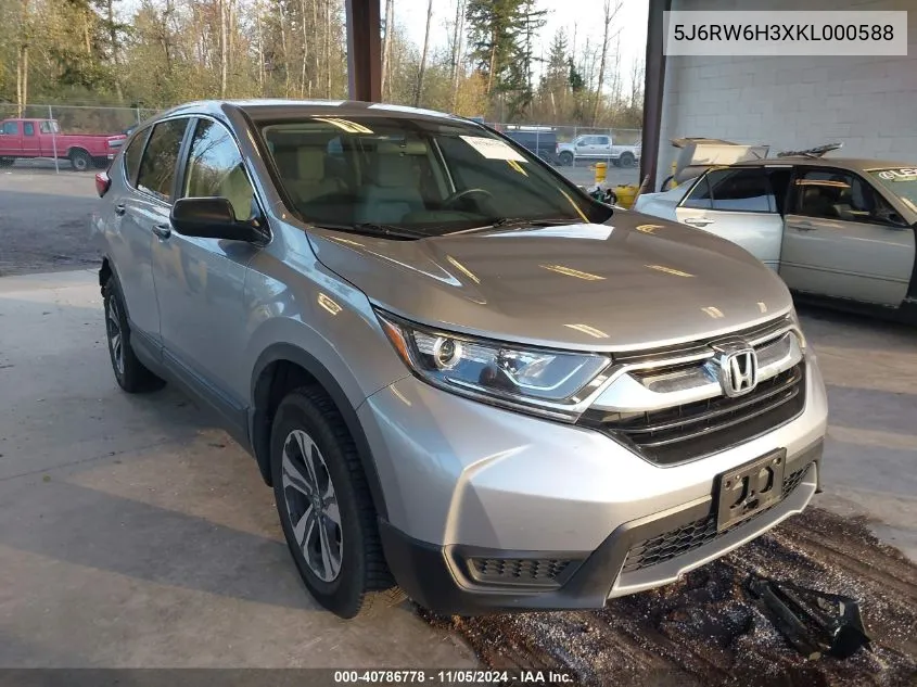 2019 Honda Cr-V Lx VIN: 5J6RW6H3XKL000588 Lot: 40786778