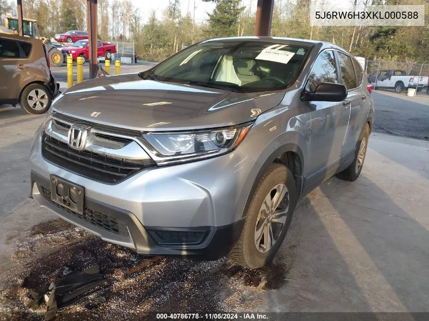 2019 Honda Cr-V Lx VIN: 5J6RW6H3XKL000588 Lot: 40786778