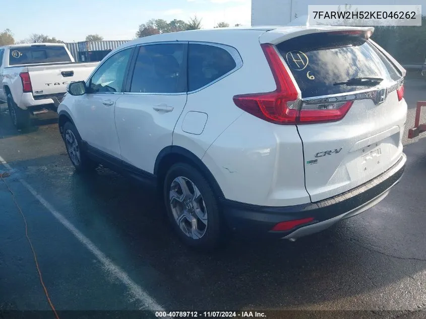 2019 Honda Cr-V Ex VIN: 7FARW2H52KE046262 Lot: 40789712