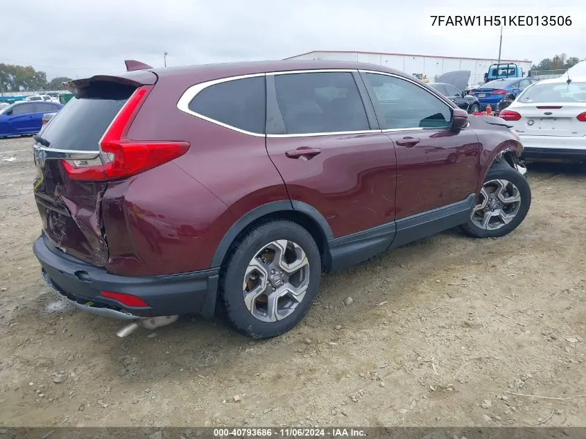 2019 Honda Cr-V Ex VIN: 7FARW1H51KE013506 Lot: 40793686