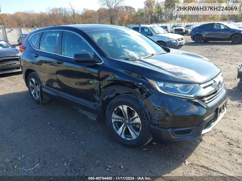 2019 Honda Cr-V Lx VIN: 2HKRW6H37KH224069 Lot: 40794400