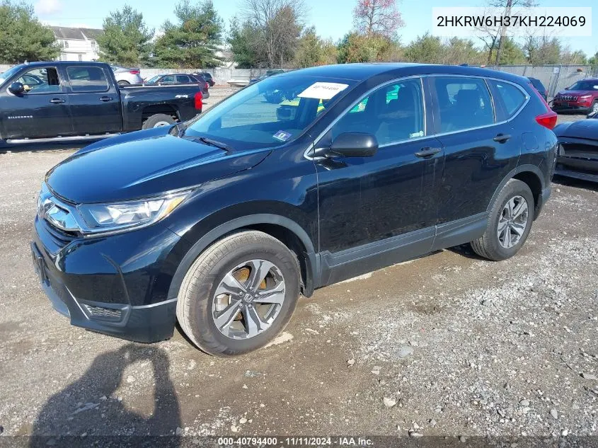 2019 Honda Cr-V Lx VIN: 2HKRW6H37KH224069 Lot: 40794400