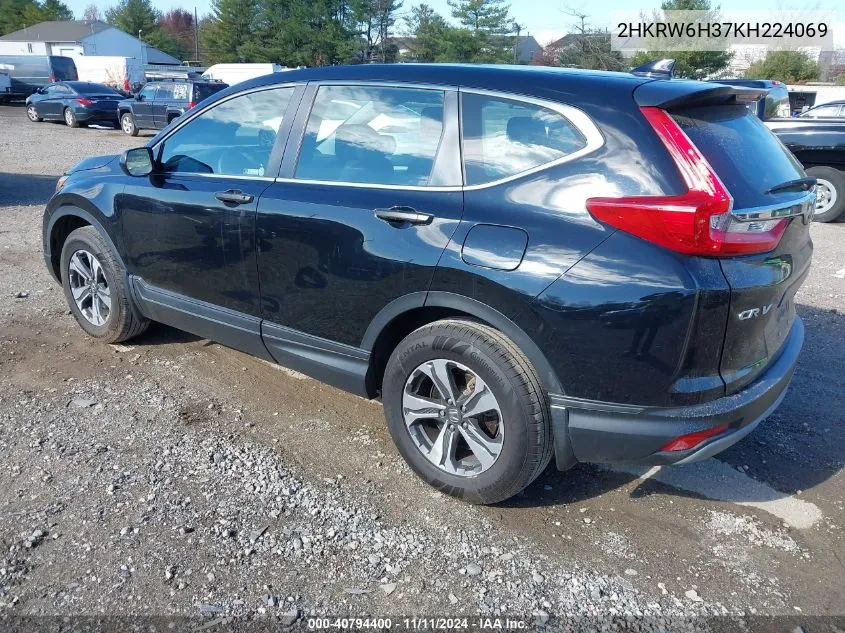 2019 Honda Cr-V Lx VIN: 2HKRW6H37KH224069 Lot: 40794400